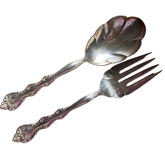 International Silverplate Interlude Serving Set Fork Spoon 9 inch Vintage - Picture 5 of 8